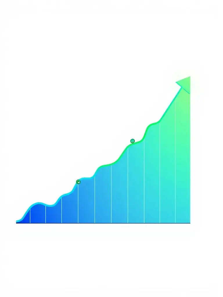 A graph showing a clear upward trend in productivity metrics within a company, with annotations highlighting key improvements after implementing mindfulness training.